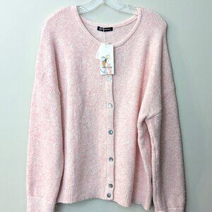NWT Pretty Garden Women's Blush Pink Button Front Cardigan Sweater. Size XL